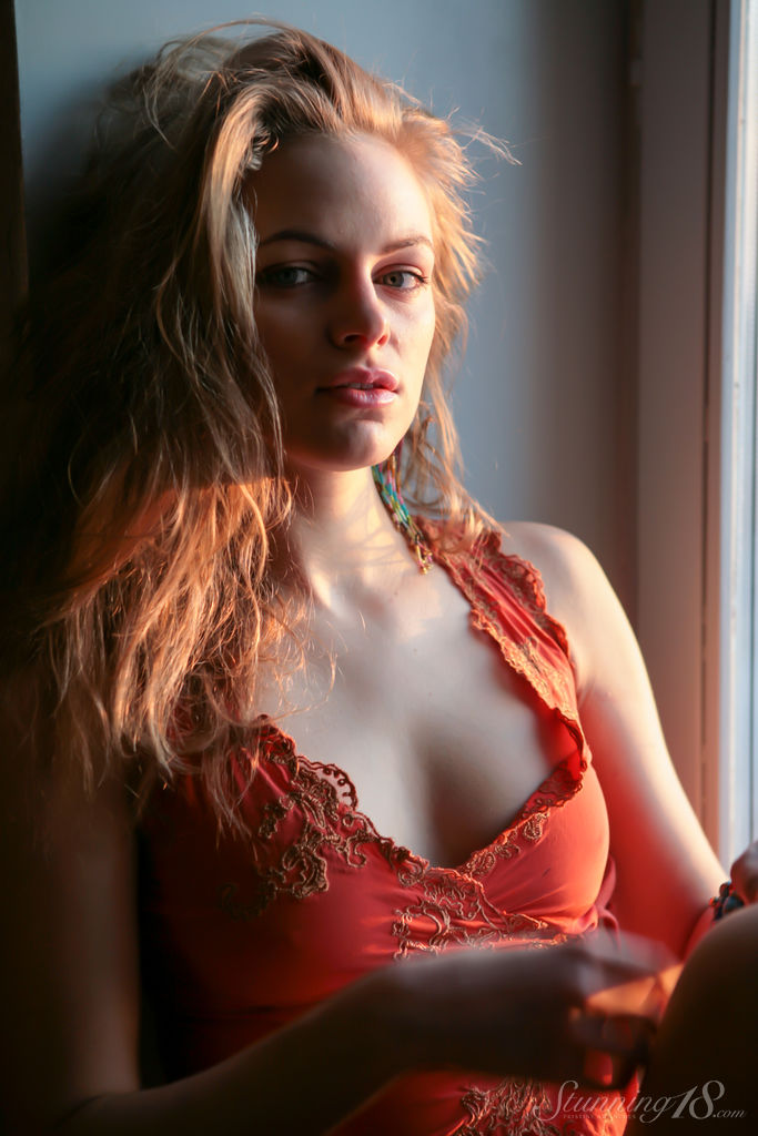 Young blonde Magdalone R strikes great semi nude poses in a windowsill foto porno #425196038