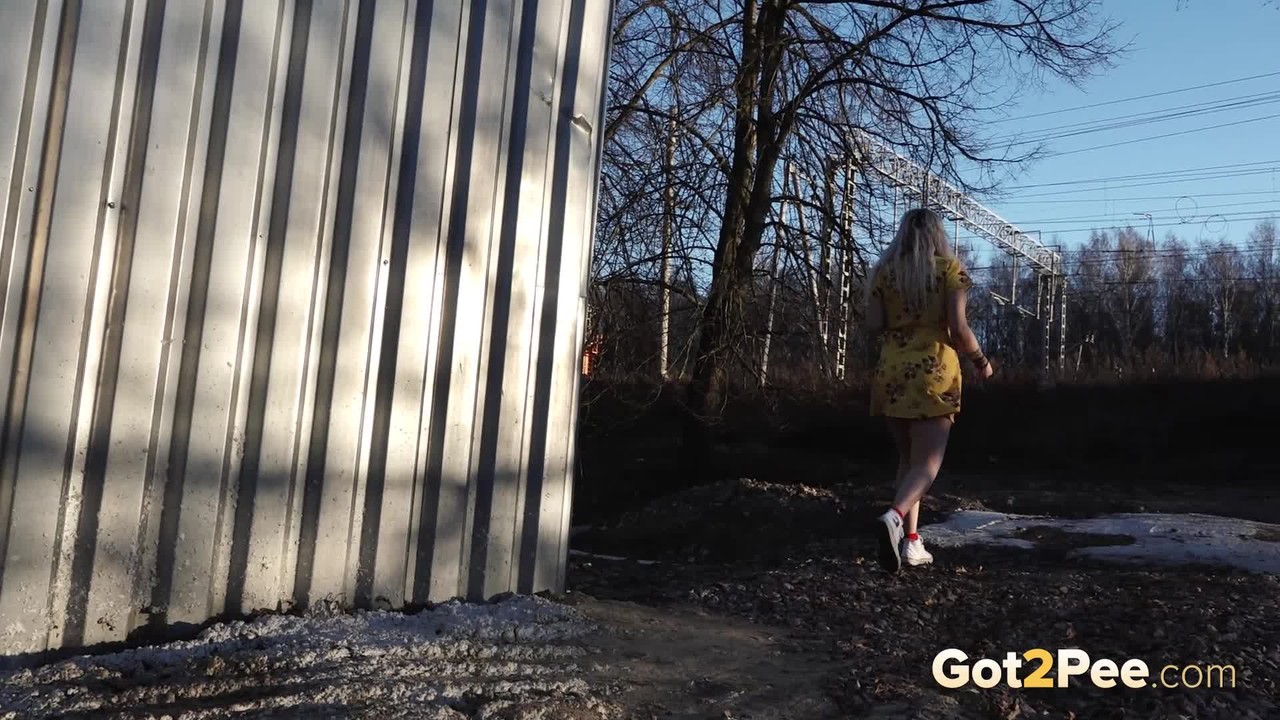 Blonde babe stands and pees while being filmed photo porno #427195687