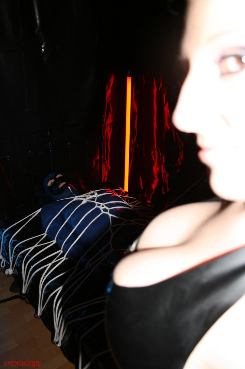 Dominant blond Avengelique tortures a tied up man that's wearing a rubber suit порно фото #427990640 | Rubber Tits Pics, Avengelique, Latex, мобильное порно