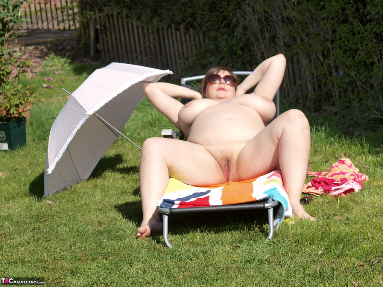 Amateur BBW Roxy gets naked in sunglasses outdoors on a lawn chair porn photo #426853598 | TAC Amateurs Pics, Roxy, Chubby, mobile porn
