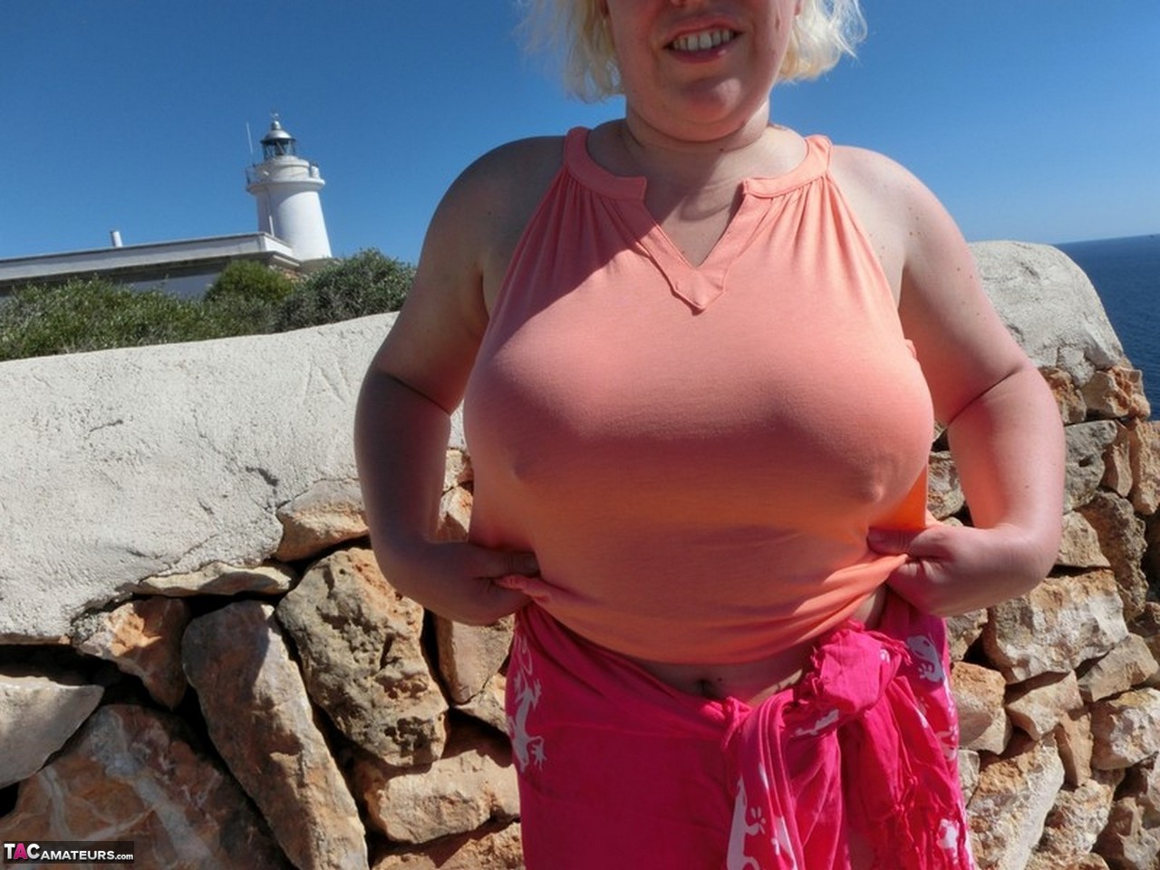 Mature plumper Barby gets naked while visiting a Spanish tourist site порно фото #424285812