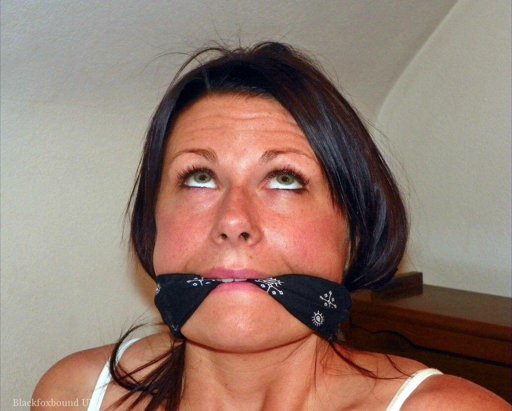 Brunette chick is blindfolded and gagged while her arms & legs are restrained porn photo #422610574