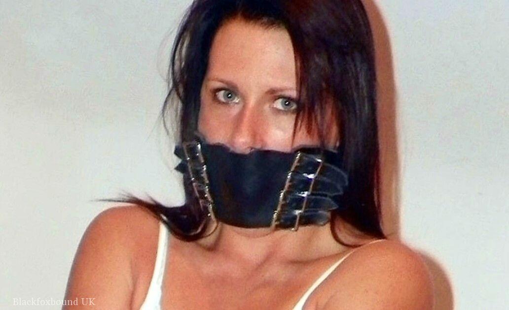 Brunette chick is blindfolded and gagged while her arms & legs are restrained porn photo #422610544