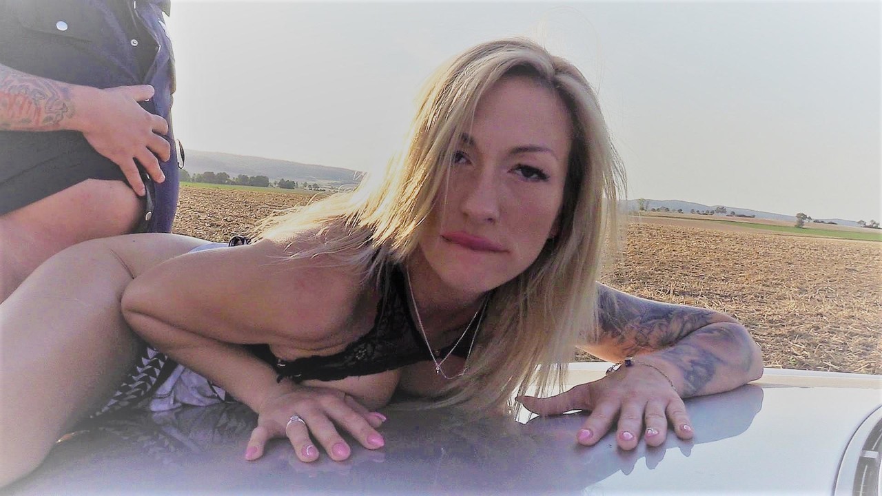 Blonde amateur Evi Sky gets on her knees for a cumshot from a police officer porn photo #428012174