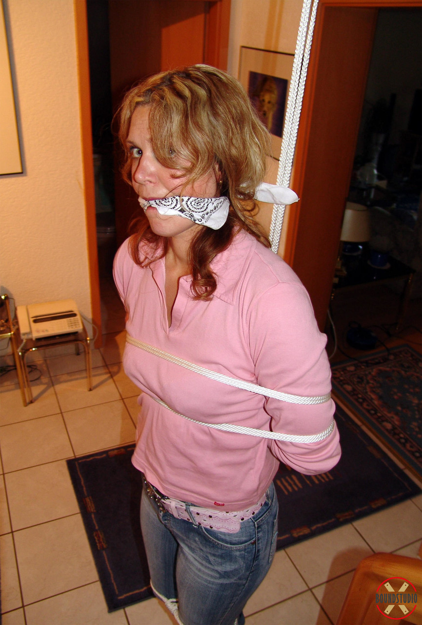 Clothed girl Blonde Lea is cleave gagged while bound with rope порно фото #426536261 | Bound Studio Pics, Blonde Lea, Bondage, мобильное порно