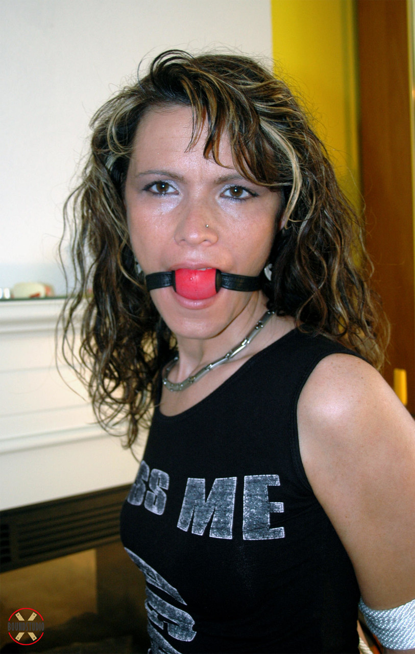 Clothed female drools while ball gagged with her arms tied behind her back foto pornográfica #426926793