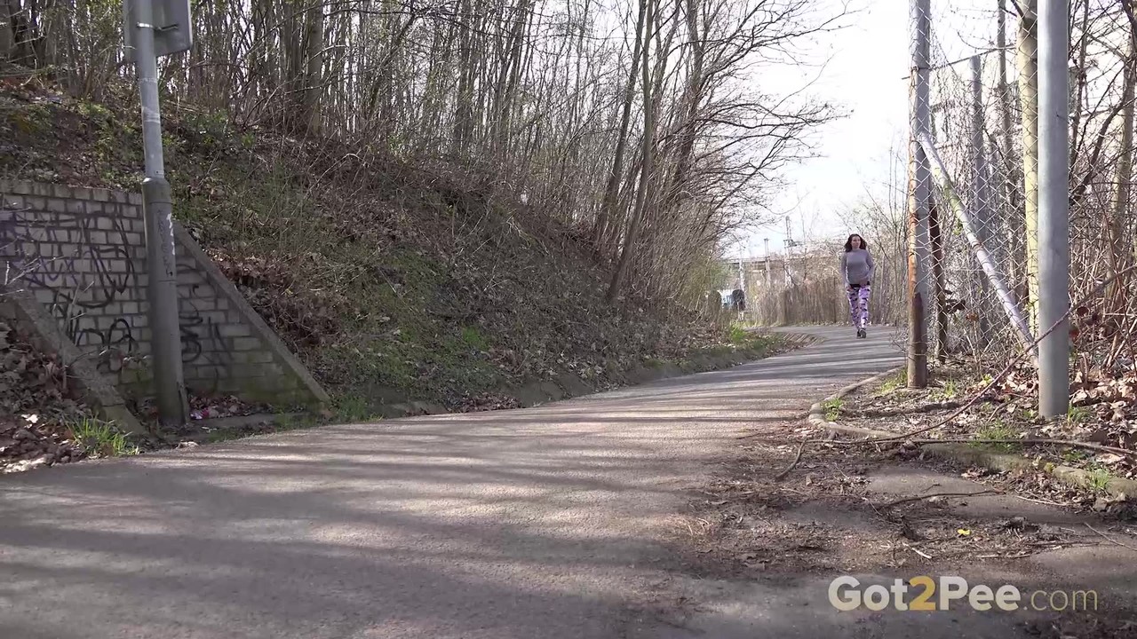 Solo girl Victoria Daniels pulls down her pants for a piss alongside a road porn photo #424757041
