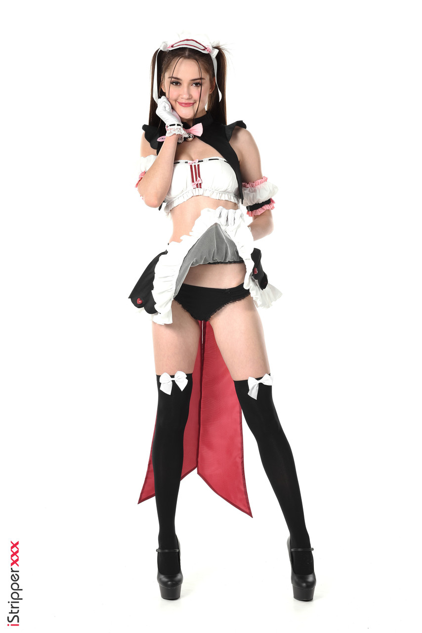 Cute girl Sonya Blaze models naughty maid apparel before dildoing her pussy порно фото #423085429