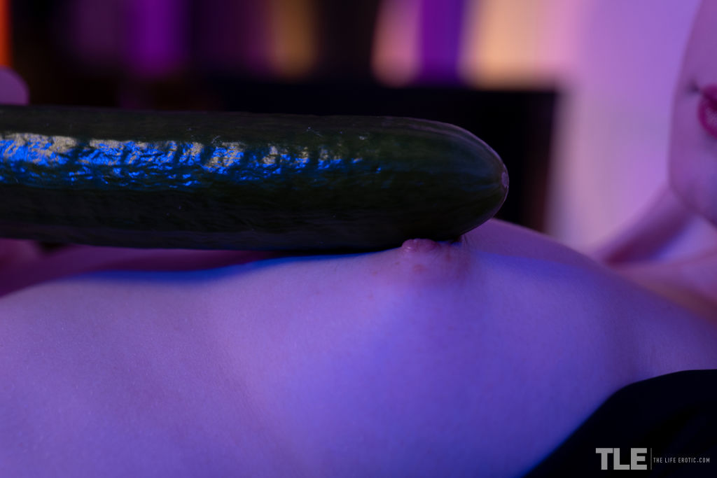 Horny teen Ginger Mary finds sexual relief with an English cucumber porn photo #428907178