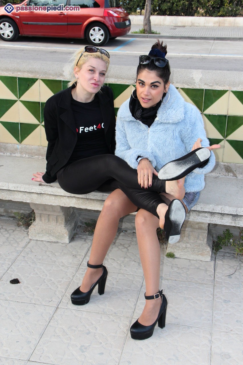 Clothed females Chiara and Monique free their feet from footwear porn photo #425420866