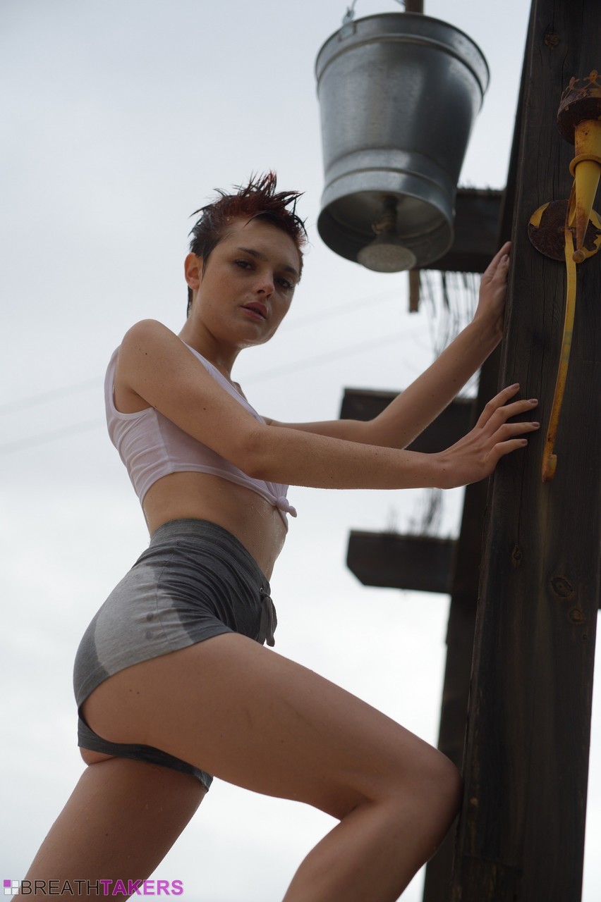 Solo model Caterina Foxy smokes after getting soaked under an outdoor shower porno foto #425266060 | Breath Takers Pics, Caterina Foxy, Short Hair, mobiele porno