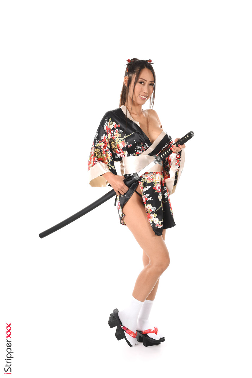 Asian model Ayako Fuji doffs traditional attire while stripping to white socks foto porno #423238313