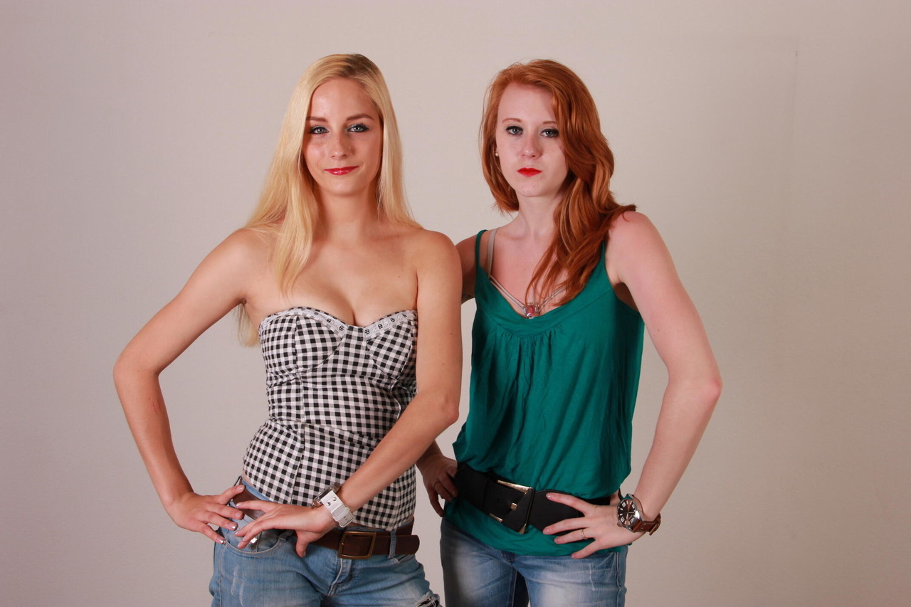 Clothed girls Eva & Amanda model Oozoo watches while handcuffed foto porno #428630491