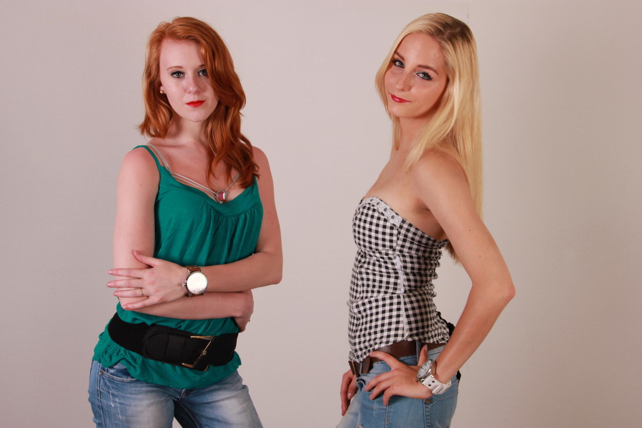 Clothed girls Eva & Amanda model Oozoo watches while handcuffed foto porno #428630492