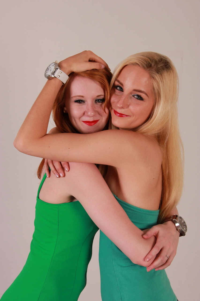 Lesbian girls Eva and Amanda display their Oozoo watches while fully clothed porno fotoğrafı #425113336