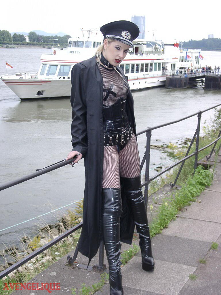 Solo model Avengelique poses in fetish wear alongside a waterway porn photo #422758385