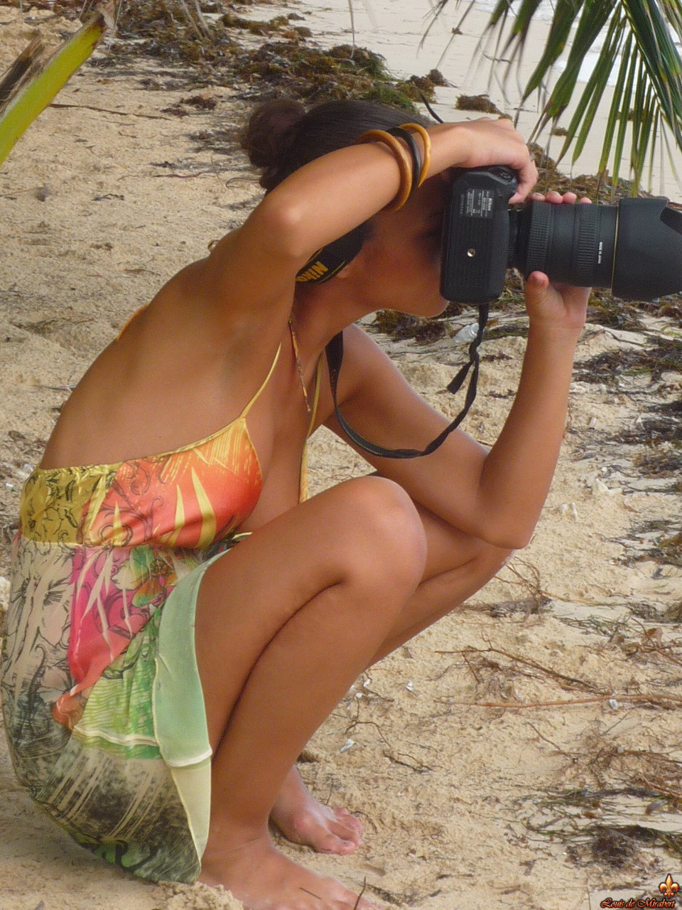 Beautiful girls work free of their swimwear while modeling on a tropical beach Porno-Foto #424108093