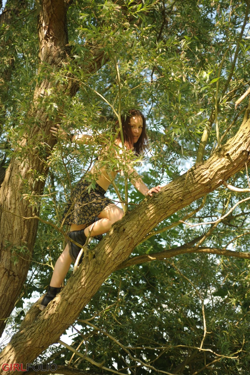 Pretty girl Kate Blez gets naked in Docs after climbing a tree porn photo #425446824