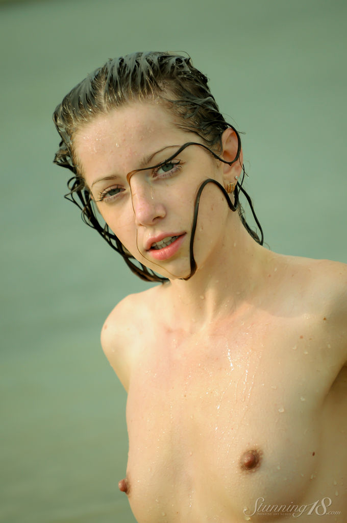 Young girl Mika A whips her hair about while soaking wet in shallow water porno fotky #427724041 | Stunning 18 Pics, Mika A, Beach, mobilní porno