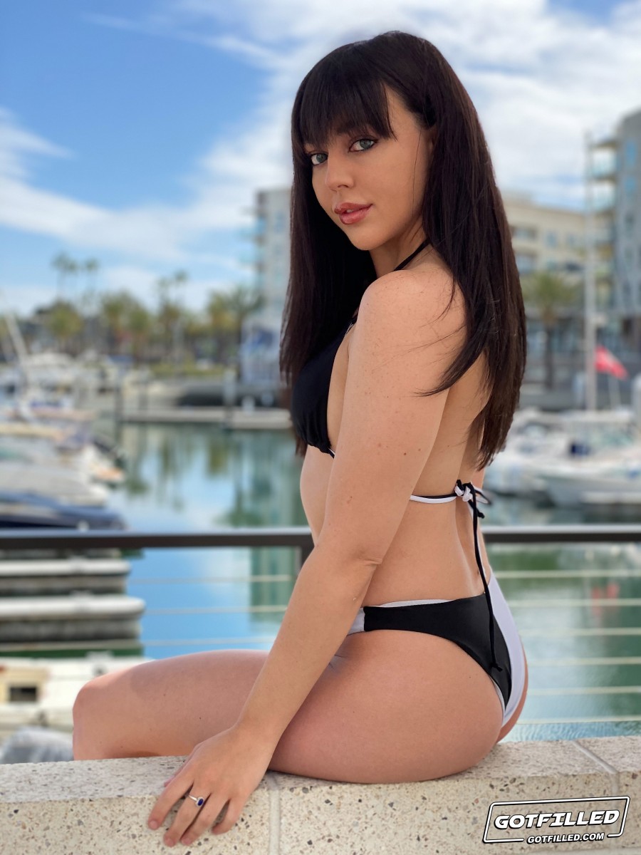 Brunette girl Whitney Wright models a bikini at a marina before having sex porno foto #423100730