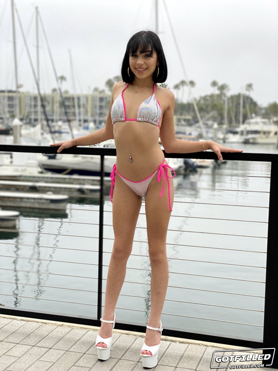 Nice Brunette Aria Valencia Models A Bikini Before An Ass Licking Bj And Sex