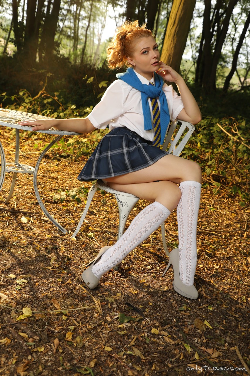 Scarlett Foxett from Only Tease in a college uniform with a plaid miniskirt porn photo #426429614