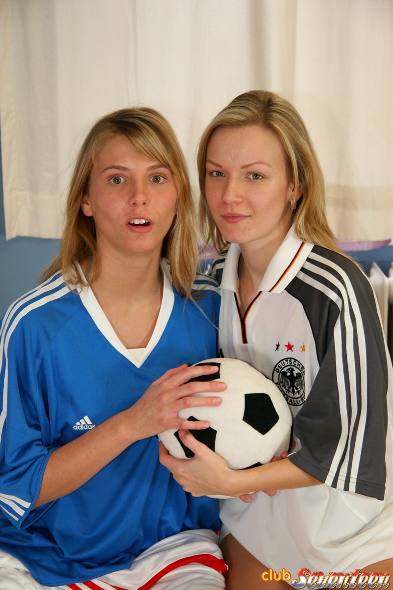 Cute teen girls go lesbian after trying on soccer outfits on a bed porno fotky #423906924