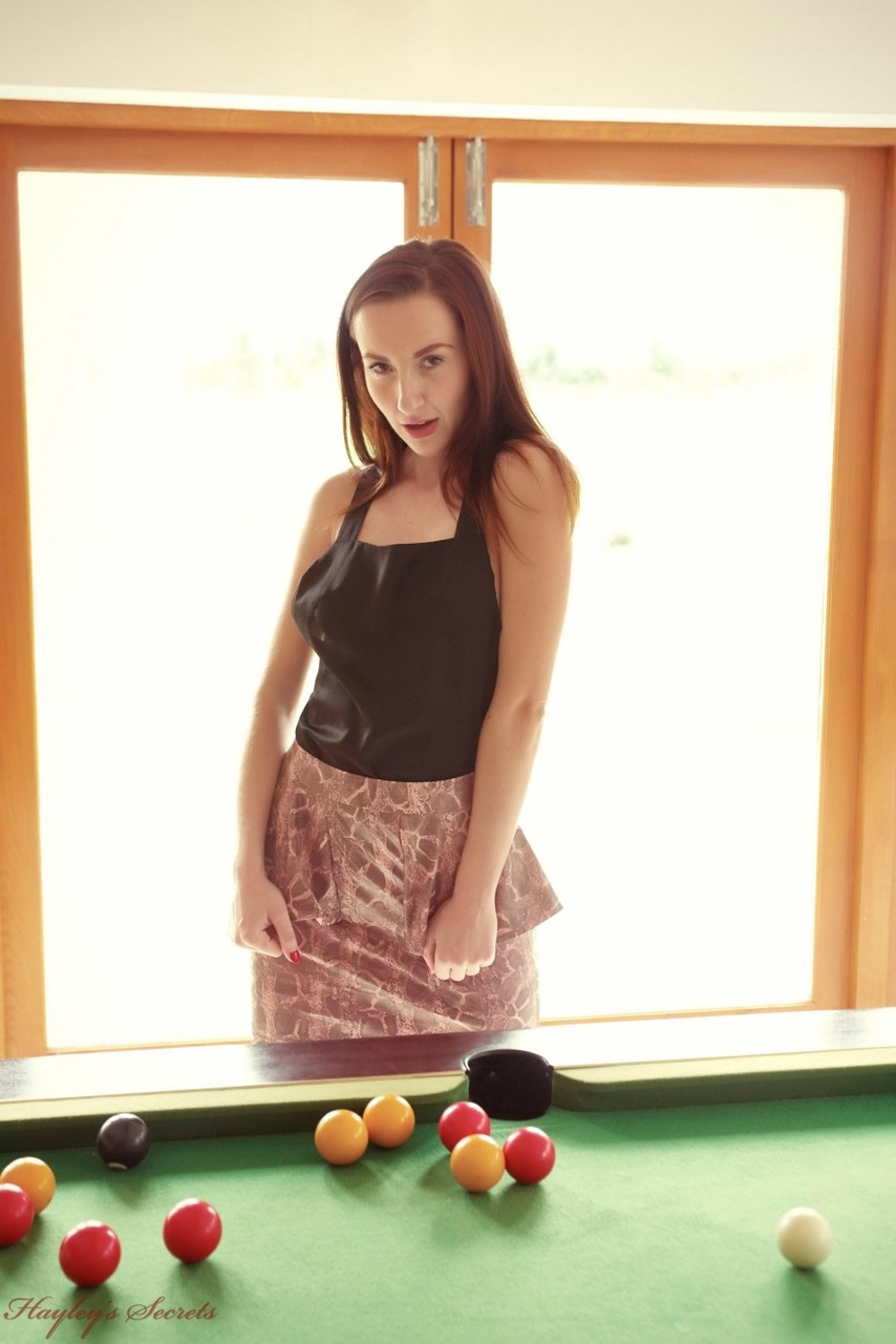 British Milf Sophia Smith Goes Topless Up Against A Snooker Table