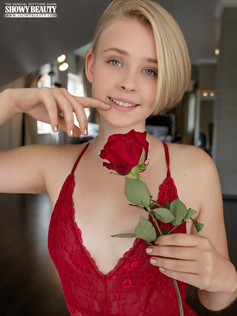Sweet Blonde Teen Kamilla Takes Off Red Lingerie To Go Bare Naked