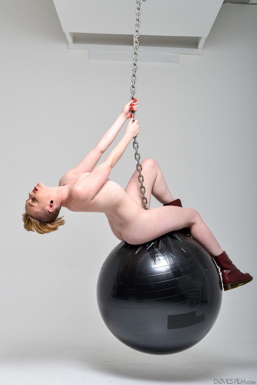Seductive blonde doll with a cute ass Miley Mae rides a wrecking ball porno foto #422561393