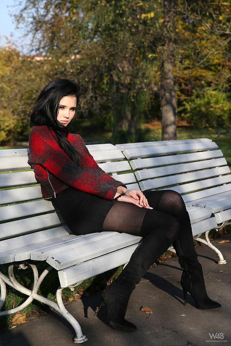 Brunette glamour model Malena in boots posing non nude outdoors 포르노 사진 #424026927