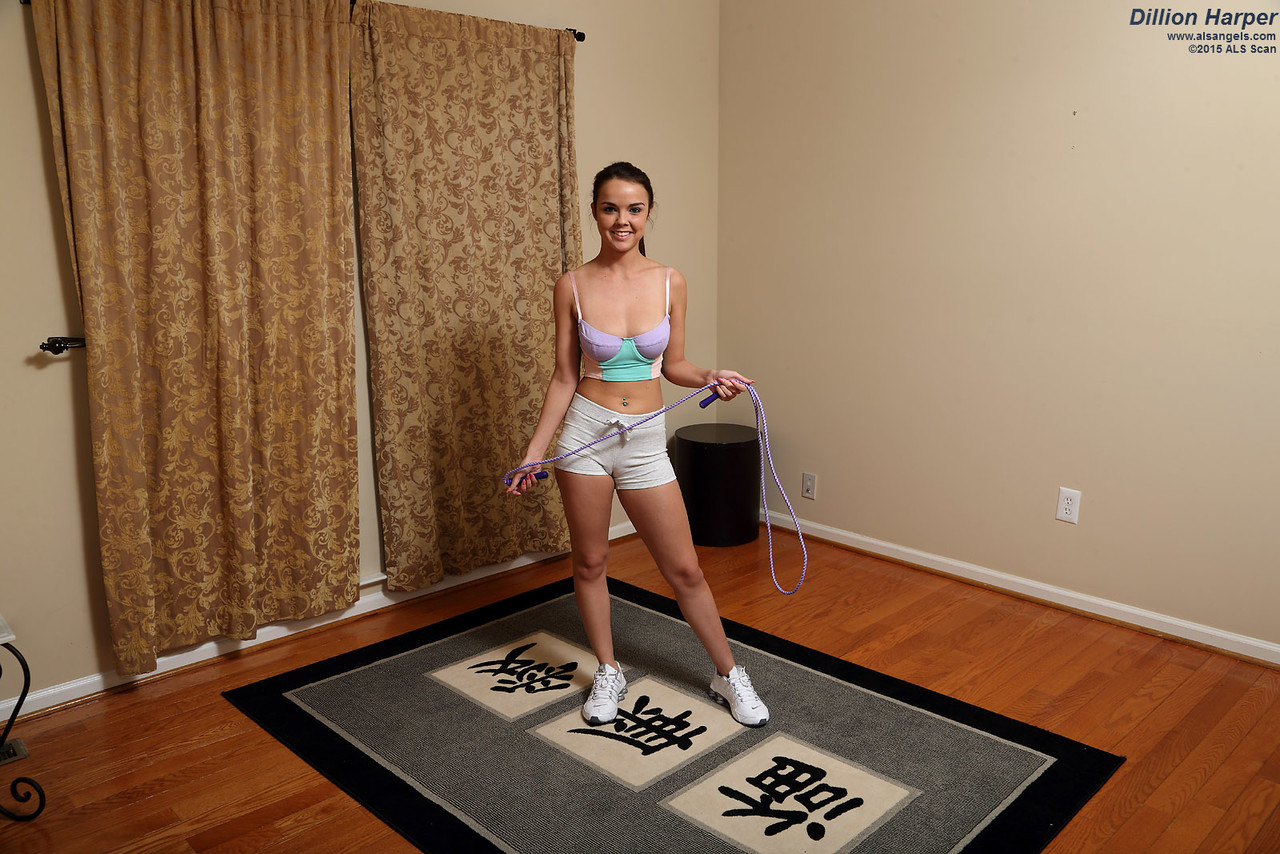 Hot young amateur Dillion Harper toys with her skipping rope and fists herself porn photo #428465024