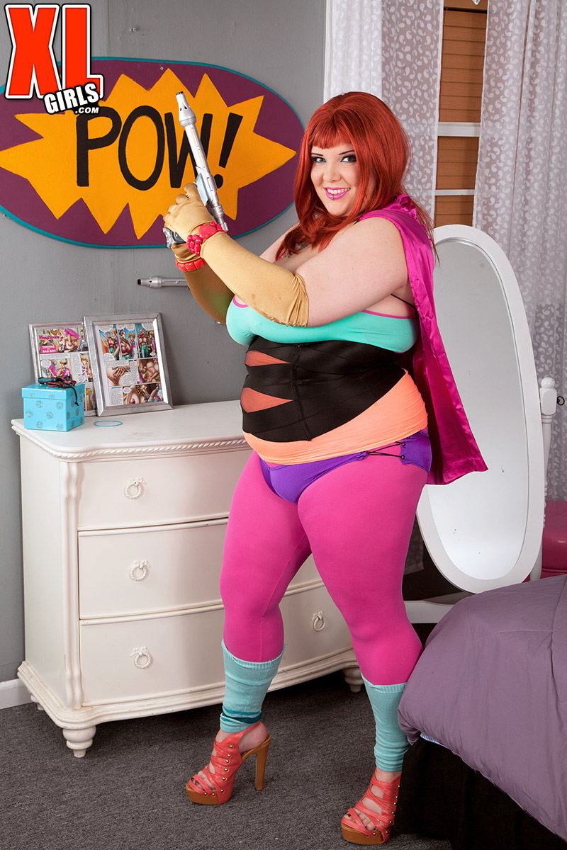 Redheaded fatty Kitty Mcpherson releases her large boobs from cosplay attire порно фото #426784897
