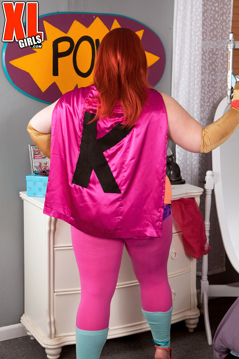 Redheaded fatty Kitty Mcpherson releases her large boobs from cosplay attire порно фото #426784902