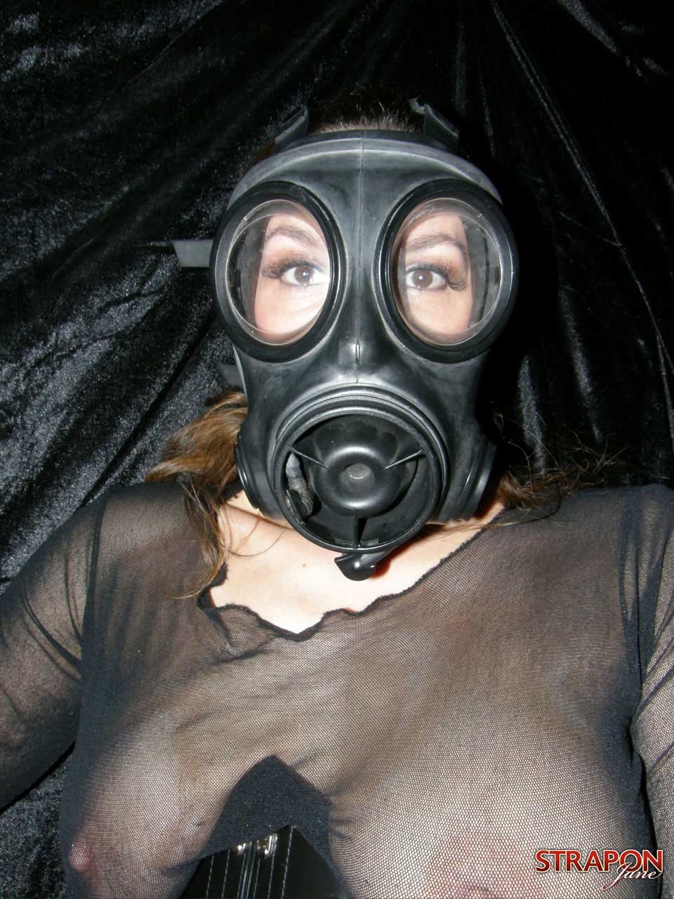 Strapon Jane And Her Lesbian Lover Wear Gas Masks While Having Sex