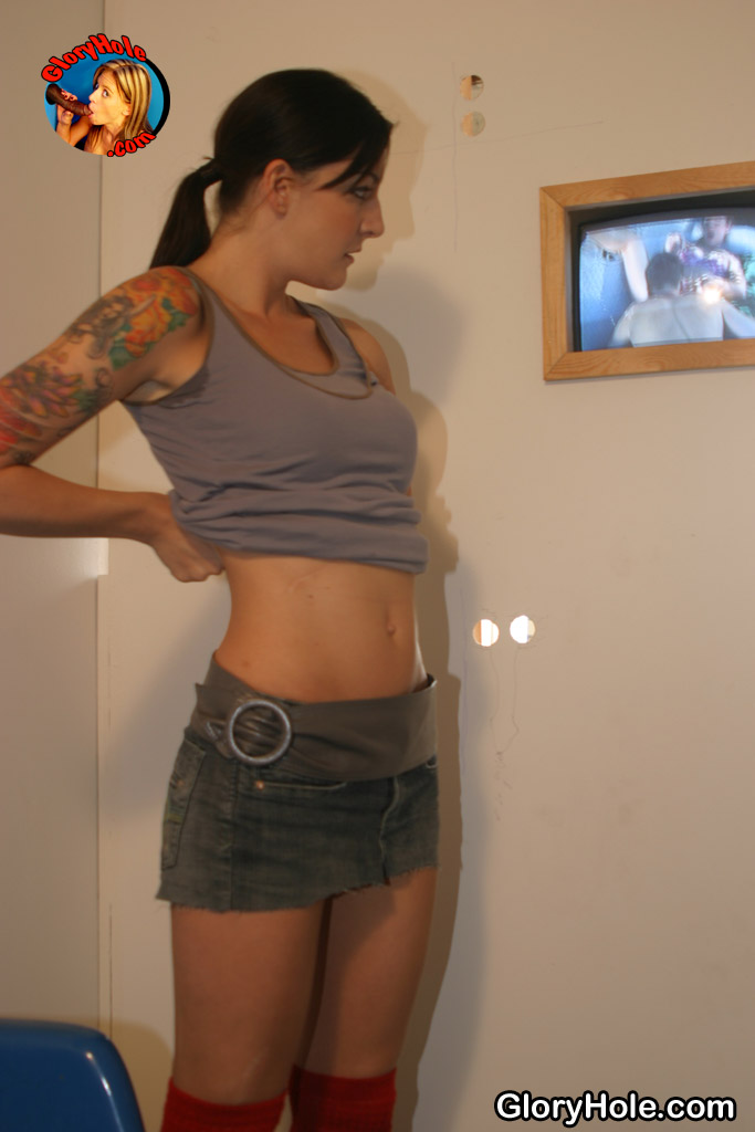 Tattooed brunette Lexi Bardot sucks off a BBC at a gloryhole photo porno #425102626