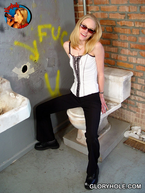 Blond teen sucks off black in bathroom gloryhole porn photo #429033932