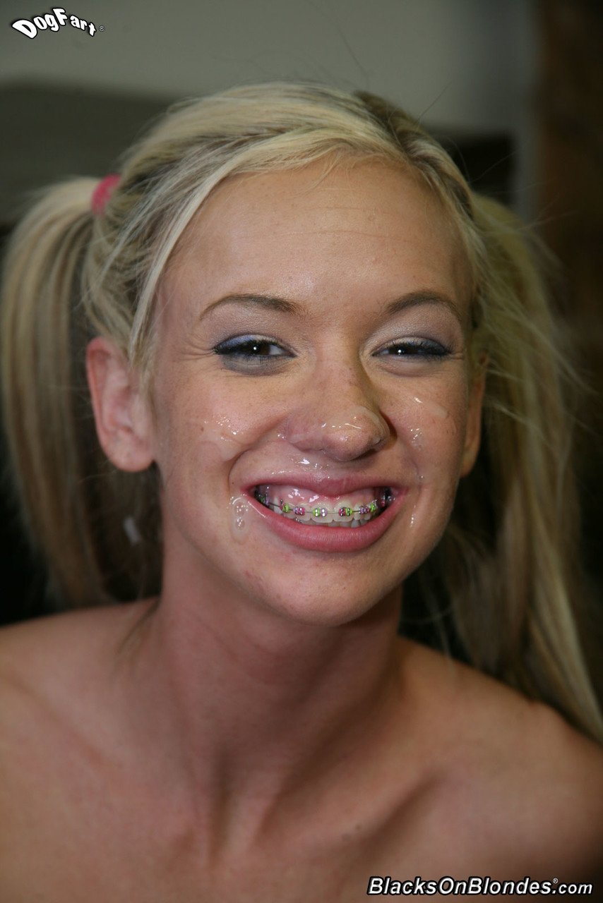 Young blonde Kaylee Hilton shows her cum covered braces after anal with a BBC foto porno #424989415