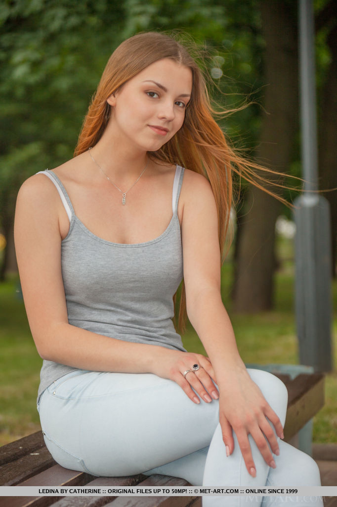 Redhead European babe undressing to bare tiny teen tits during glam shoot photo porno #423934075