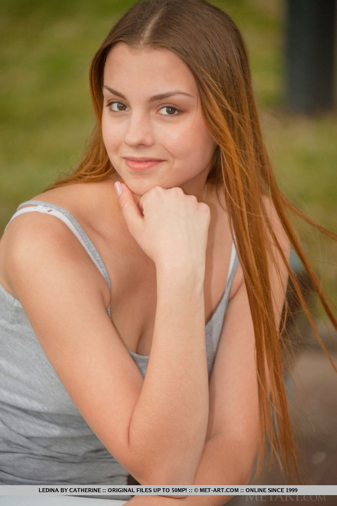 Redhead European babe undressing to bare tiny teen tits during glam shoot photo porno #423934093
