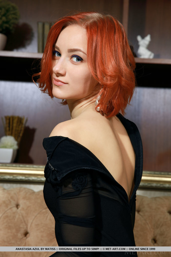Skinny redhead babe Anastasia Azul revealing tiny teen tits for glam photos ポルノ写真 #425758423