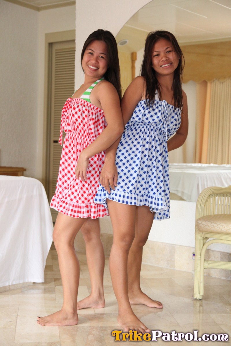 Filipina Girls Takes Off Summer Dresses And Underwear To Stand Naked Together