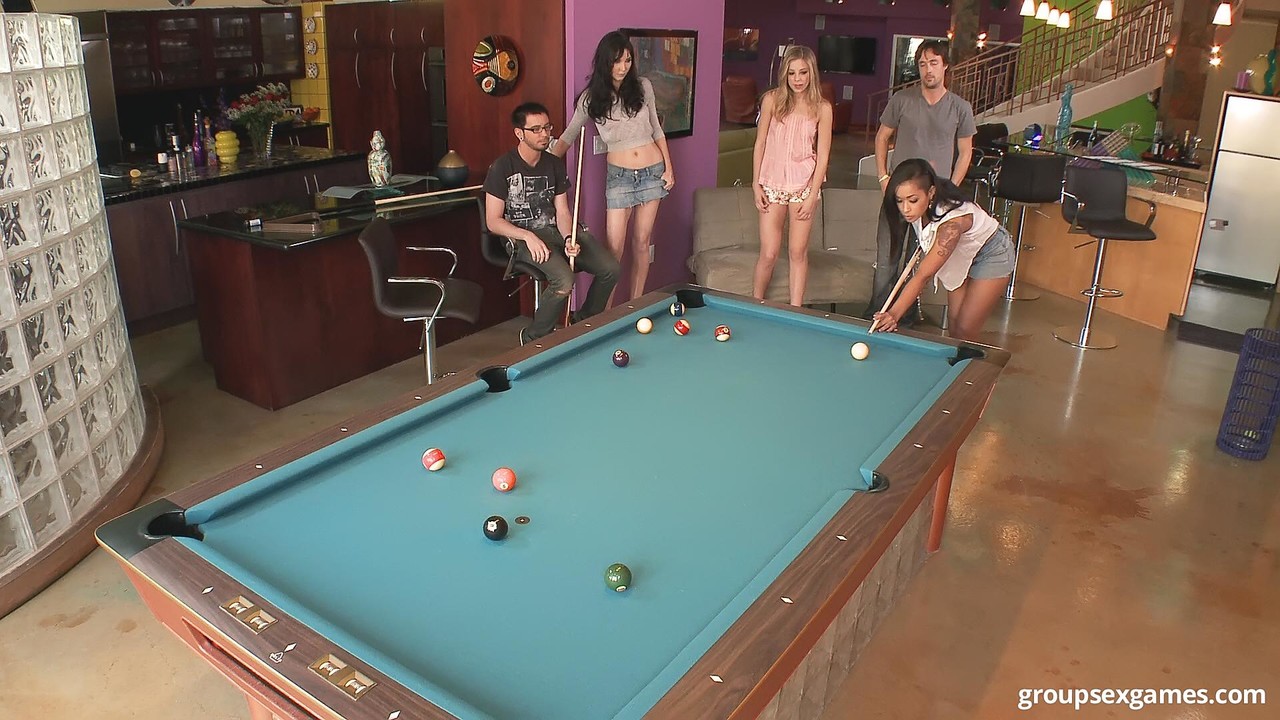 Pool hall party gets dirty when sexy clothed girls get naked for some real fun 色情照片 #428518844