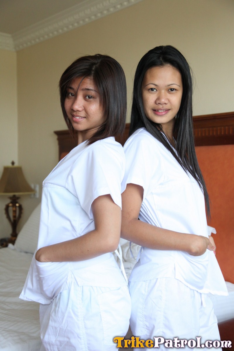 Lusty Filipina nurses Joanna and Joy display their sexy asses and pussies porn photo #424571261