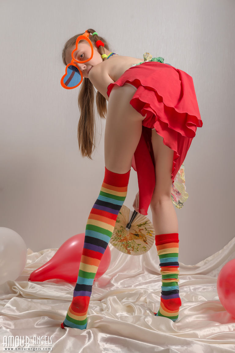 Skinny teen girl in pigtails and multi-colored socks takes off her clothes 포르노 사진 #424505231 | Amour Angels Pics, Catalina, Skinny, 모바일 포르노