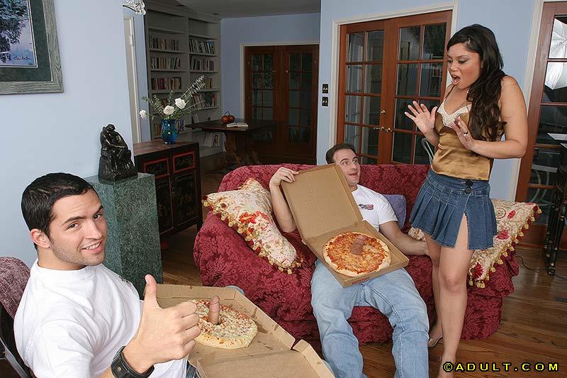 Stunning latina cougar has a fervent foursome with hung pizza-guys porn photo #423342236