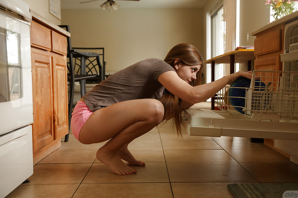 Charming brunette teen Aubrey Snow bending over on the kitchen floor porn photo #426315440 | Zishy Pics, Aubrey Snow, Teen, mobile porn
