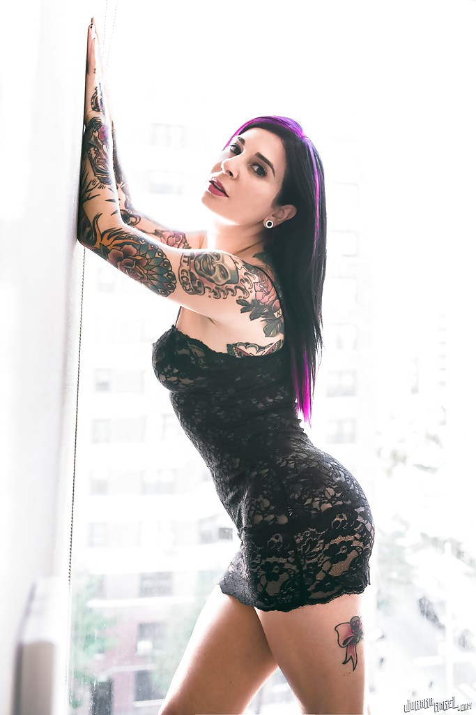 Tattooed alternative solo model Joanna Angel spreading pink pussy lips photo porno #428934051