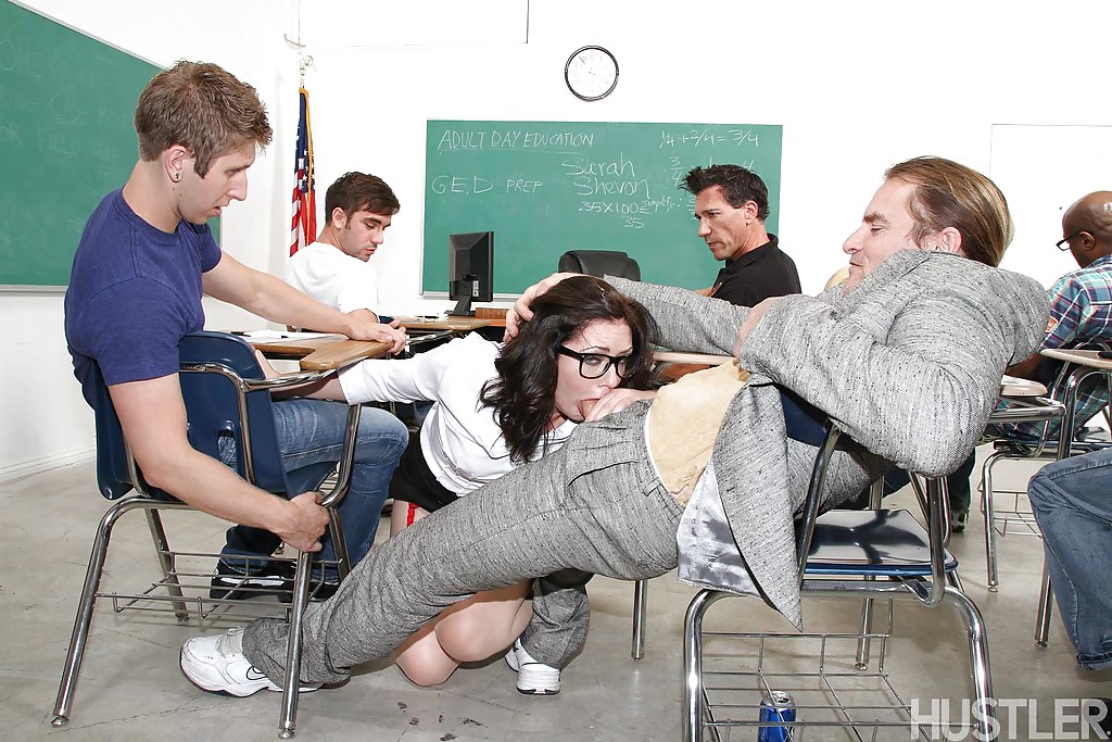 MILF pornstar Sarah Shevon getting gangbanged in teacher student scene zdjęcie porno #424870819