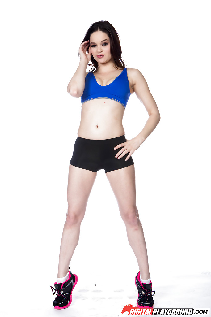 Solo girl Jenna J Ross removing short spandex shorts to model naked zdjęcie porno #426868989